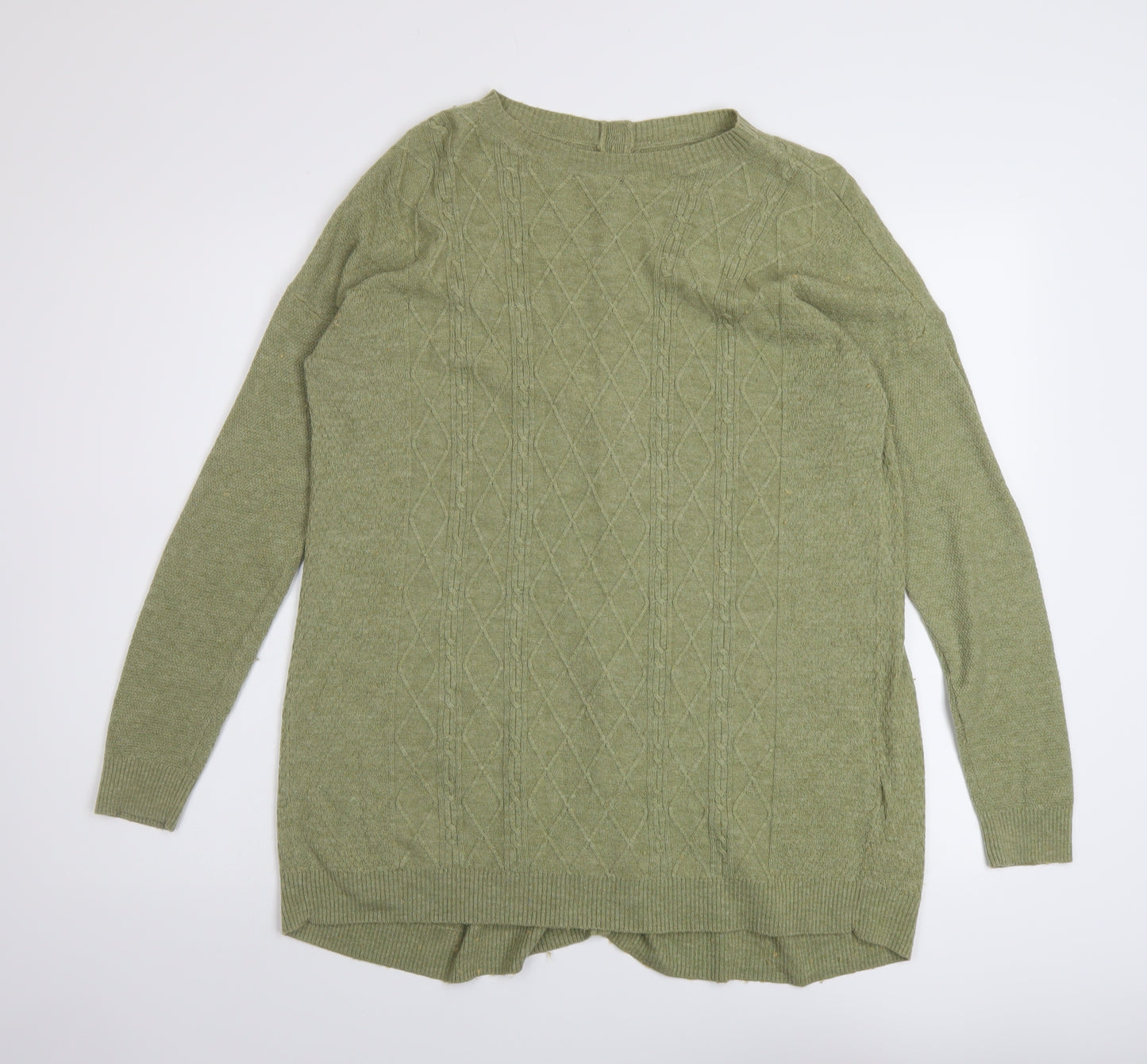 Fat Face Womens Green Round Neck Acrylic Pullover Jumper Size 12