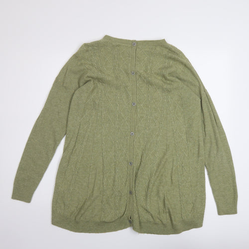 Fat Face Womens Green Round Neck Acrylic Pullover Jumper Size 12