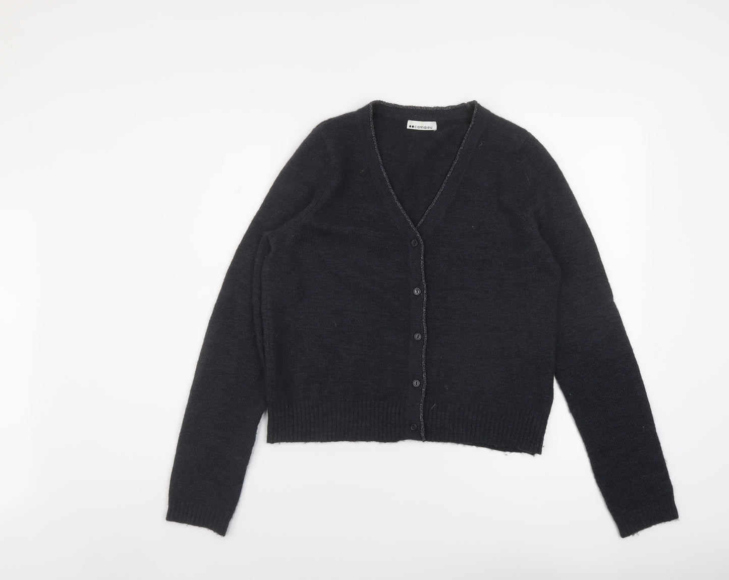 Camaïeu Womens Green V-Neck Acrylic Cardigan Jumper Size S