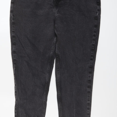 F&F Womens Grey Cotton Tapered Jeans Size 14 L26 in Regular Button