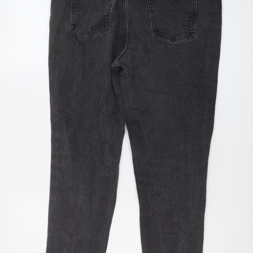 F&F Womens Grey Cotton Tapered Jeans Size 14 L26 in Regular Button