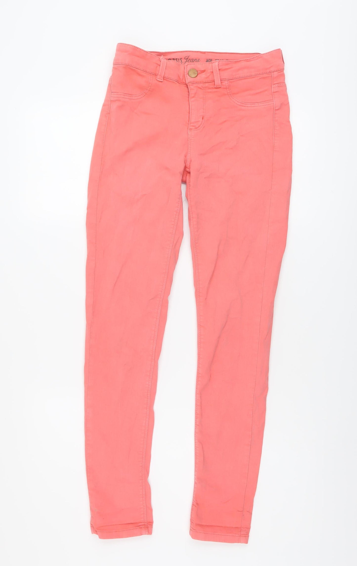 Oasis Womens Pink Cotton Skinny Jeans Size 8 L28 in Regular Button