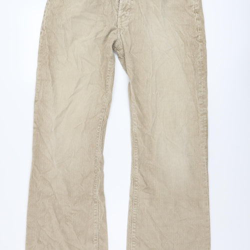 Ready to Ware Mens Beige Cotton Trousers Size 32 in L32 in Regular Button