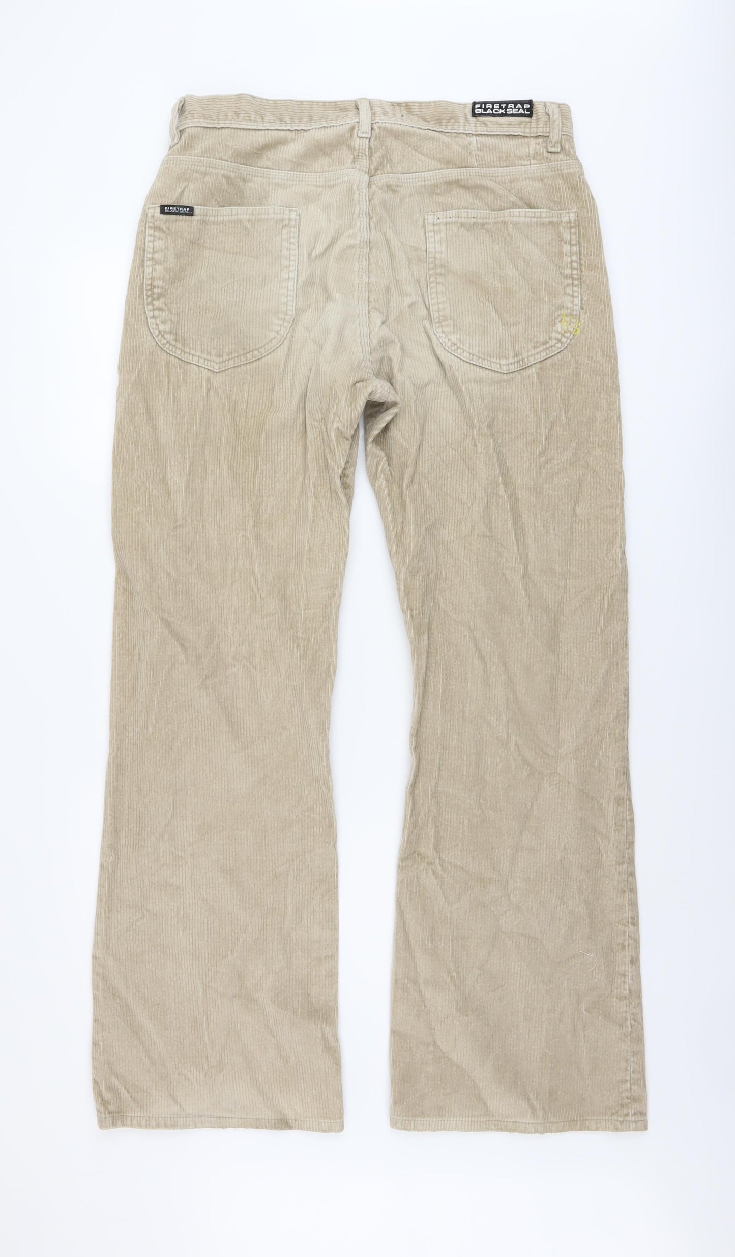 Ready to Ware Mens Beige Cotton Trousers Size 32 in L32 in Regular Button