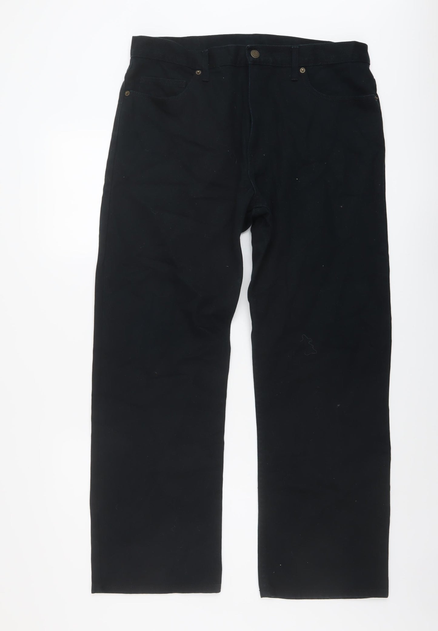 Blue Harbour Mens Blue Cotton Straight Jeans Size 36 in L29 in Regular Button