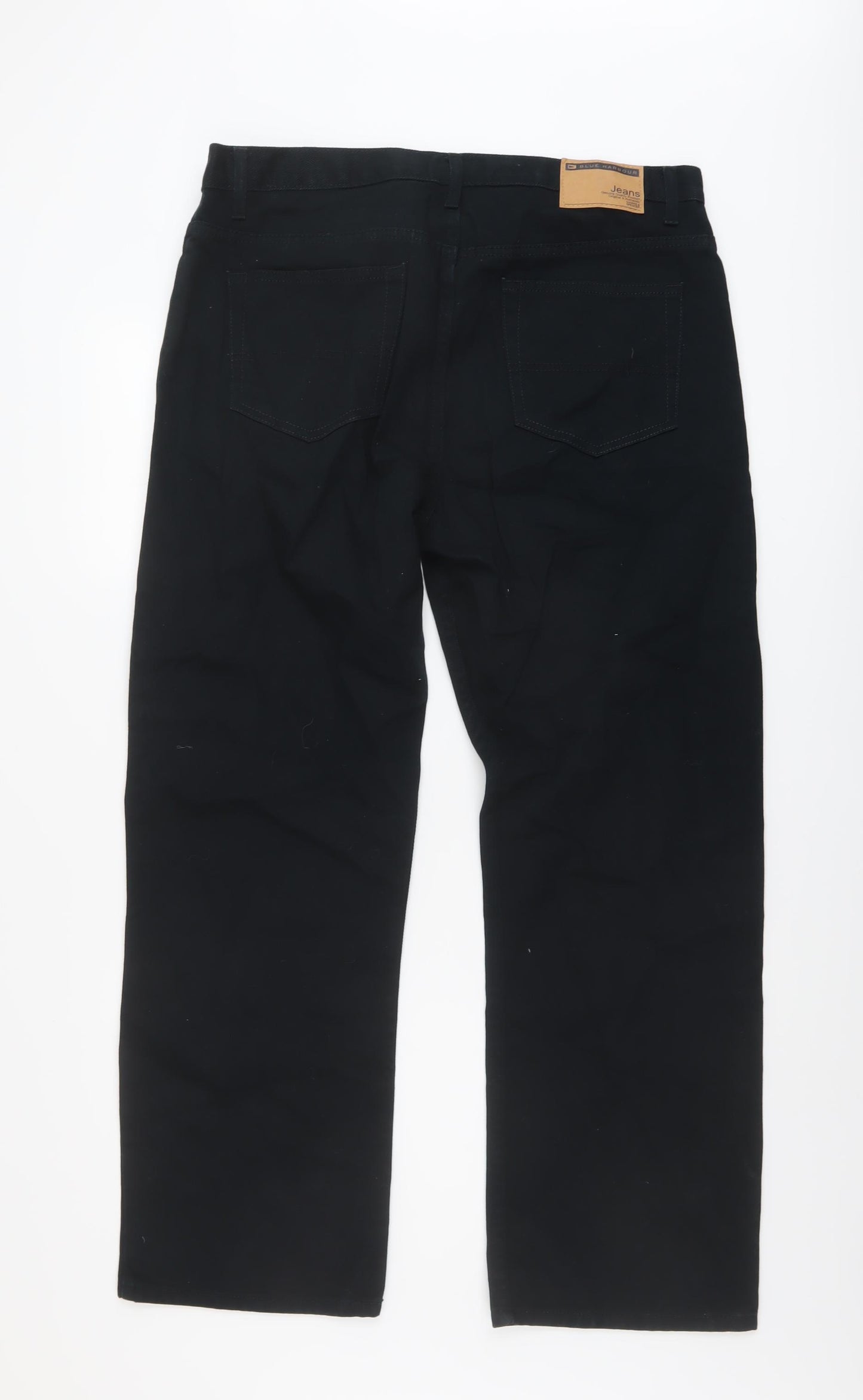 Blue Harbour Mens Blue Cotton Straight Jeans Size 36 in L29 in Regular Button