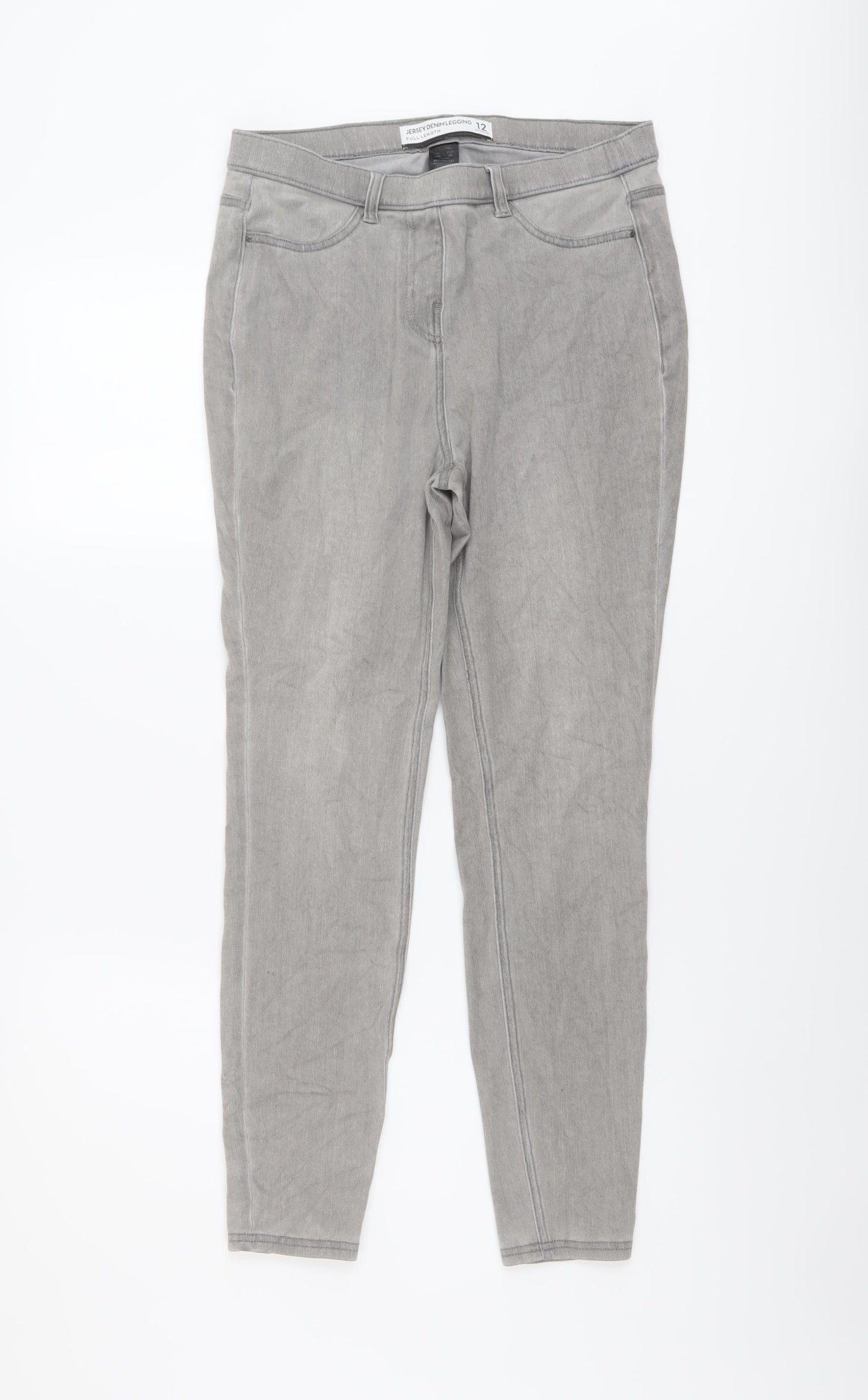 NEXT Womens Grey Cotton Jegging Leggings Size 12 L27 in