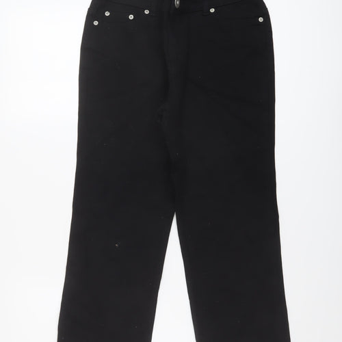Wallis Womens Black Cotton Cropped Jeans Size 12 L23 in Regular Button