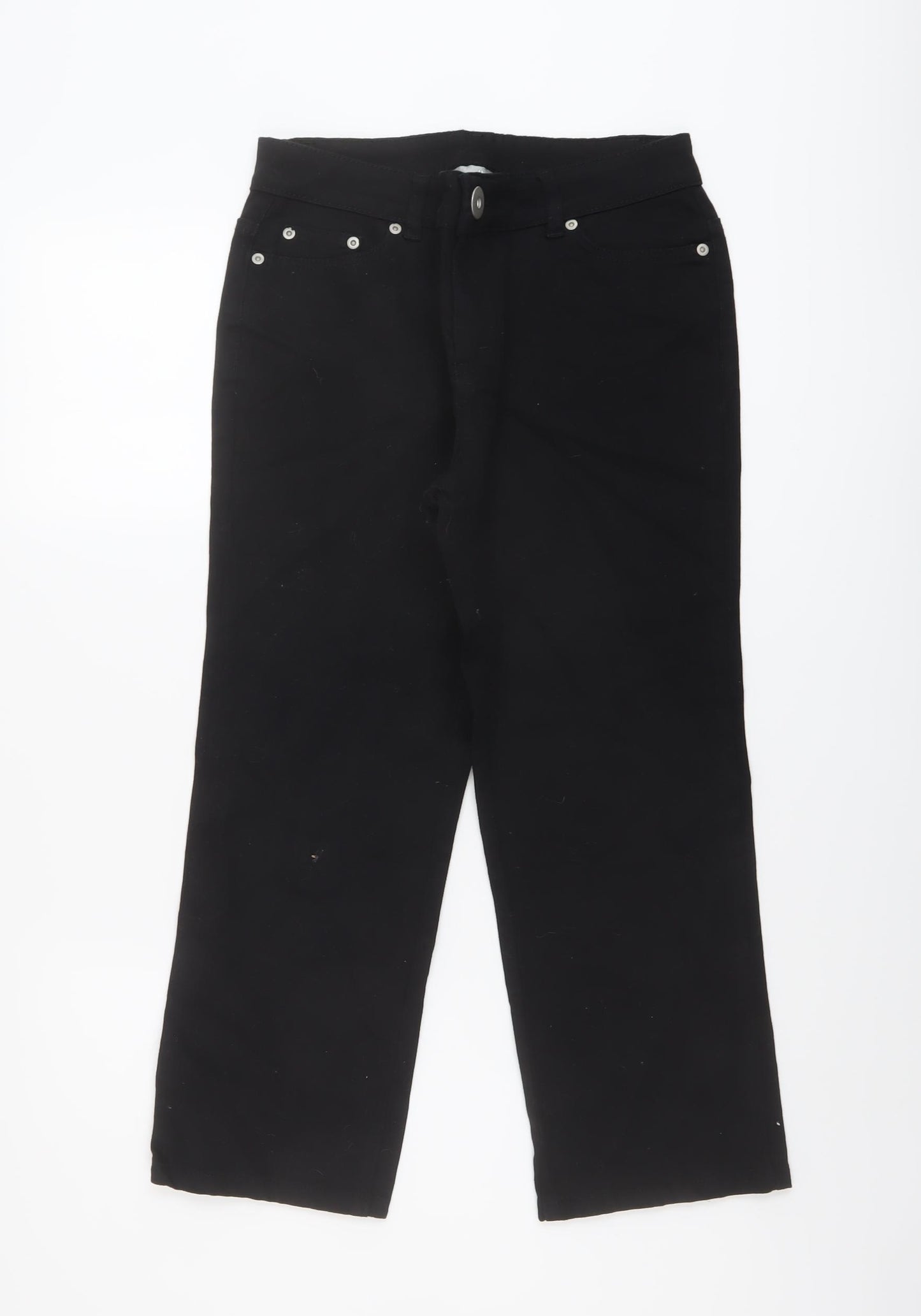 Wallis Womens Black Cotton Cropped Jeans Size 12 L23 in Regular Button