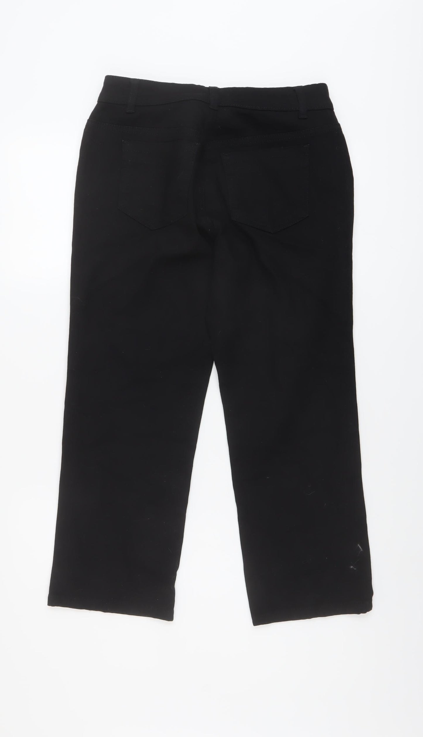 Wallis Womens Black Cotton Cropped Jeans Size 12 L23 in Regular Button