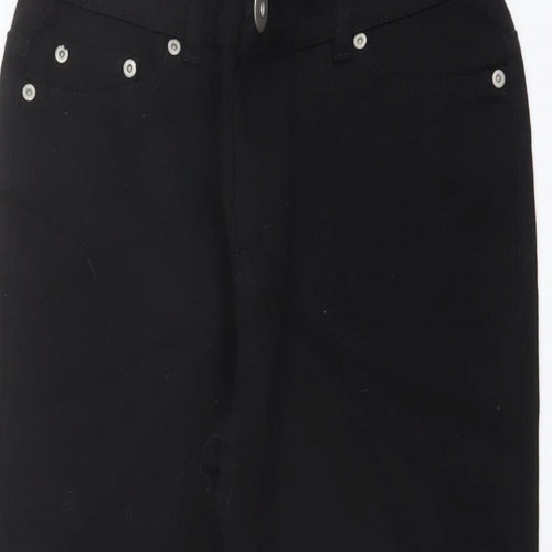 Wallis Womens Black Cotton Cropped Jeans Size 12 L23 in Regular Button