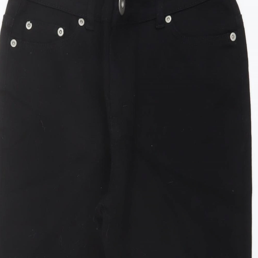 Wallis Womens Black Cotton Cropped Jeans Size 12 L23 in Regular Button