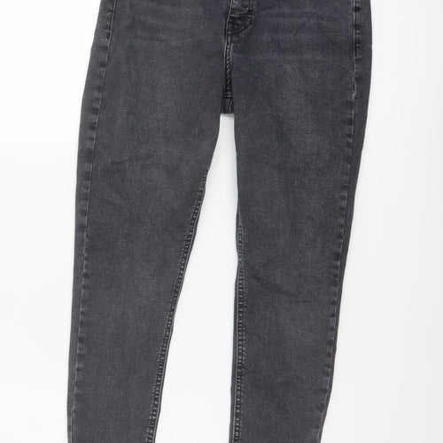 Topshop Womens Grey Cotton Skinny Jeans Size 30 in L25 in Regular Button