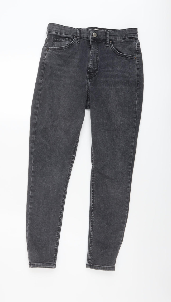 Topshop Womens Grey Cotton Skinny Jeans Size 30 in L25 in Regular Button