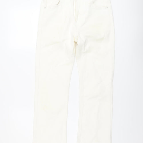 Pull&Bear Womens Ivory Cotton Bootcut Jeans Size 10 L27 in Regular Button