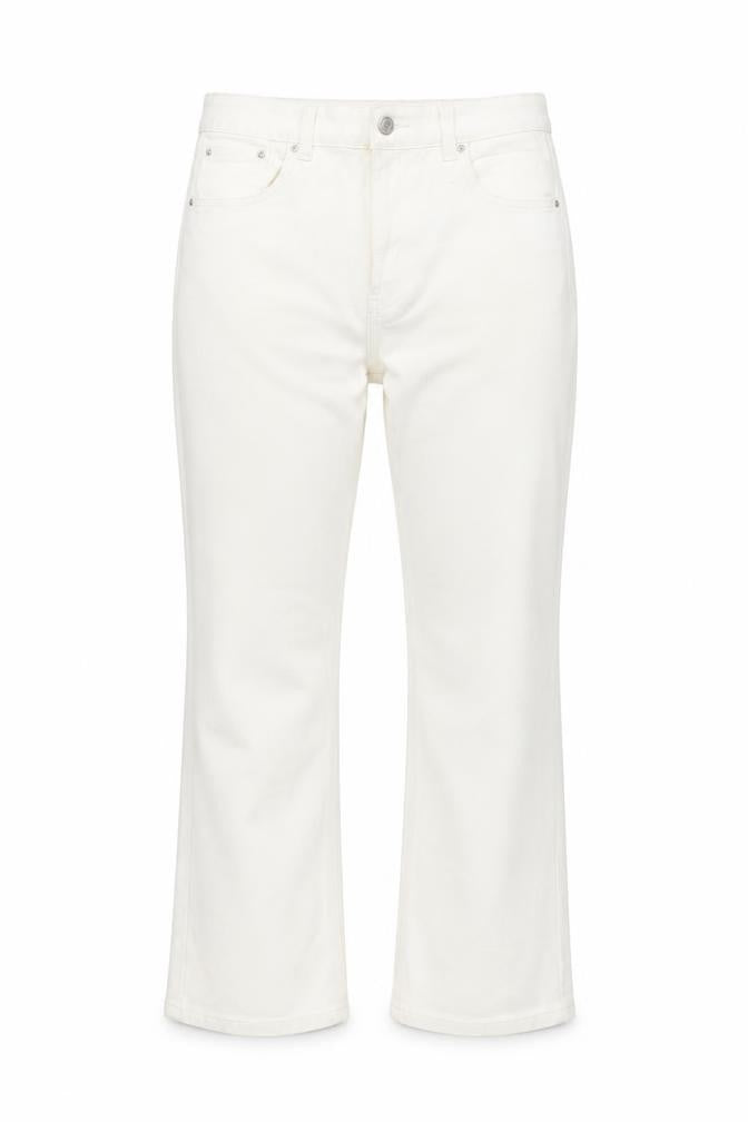 Pull&Bear Womens Ivory Cotton Bootcut Jeans Size 10 L27 in Regular Button