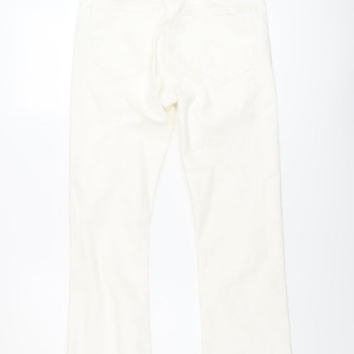Pull&Bear Womens Ivory Cotton Bootcut Jeans Size 10 L27 in Regular Button