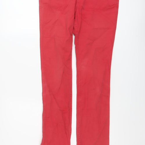 Per Una Womens Pink Cotton Straight Jeans Size 10 L31 in Regular Button