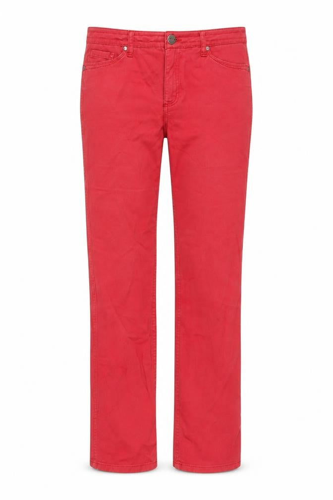Front view of Per Una women’s pink cotton straight jeans, size UK 10, 31-inch leg regular button
