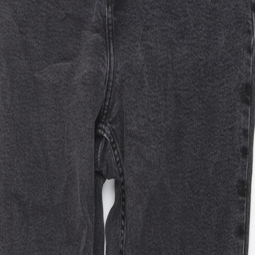 F&F Womens Grey Cotton Straight Jeans Size 14 L26 in Regular Button