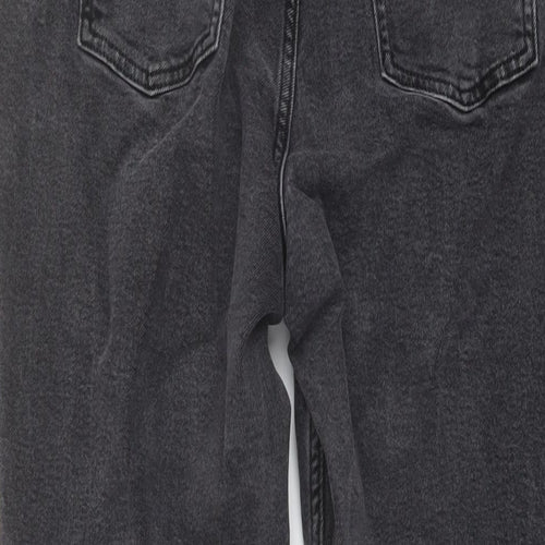 F&F Womens Grey Cotton Straight Jeans Size 14 L26 in Regular Button
