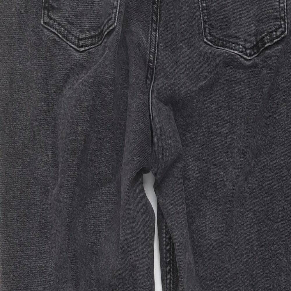 F&F Womens Grey Cotton Straight Jeans Size 14 L26 in Regular Button