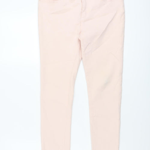 Peacocks Womens Pink Cotton Skinny Jeans Size 10 L25 in Regular Button