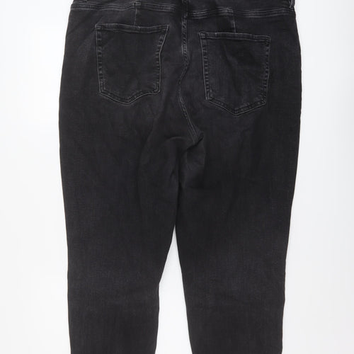Marks and Spencer Womens Grey Cotton Mom Jeans Size 18 L26 in Regular Button