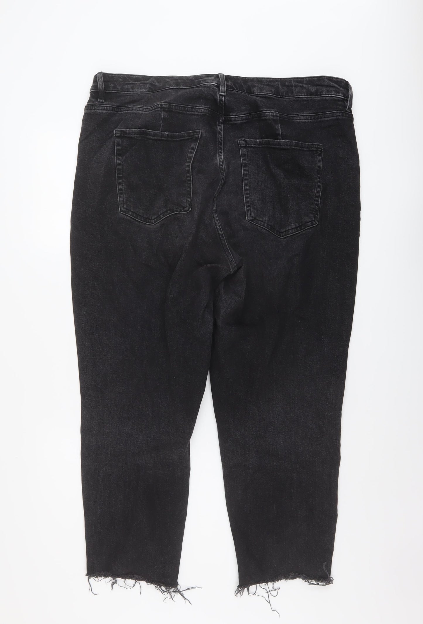 Marks and Spencer Womens Grey Cotton Mom Jeans Size 18 L26 in Regular Button