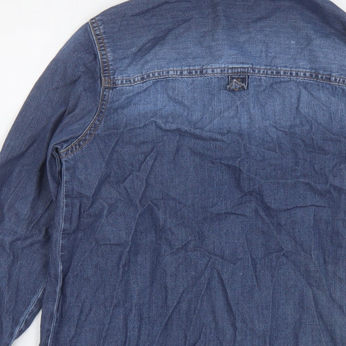 NEXT Girls Blue Cotton Basic Button-Up Size 10 Years Collared Button