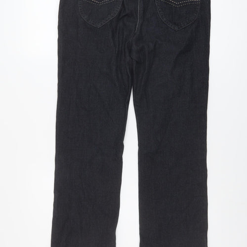 Bonmarché Womens Blue Cotton Straight Jeans Size 12 L27 in Regular Button