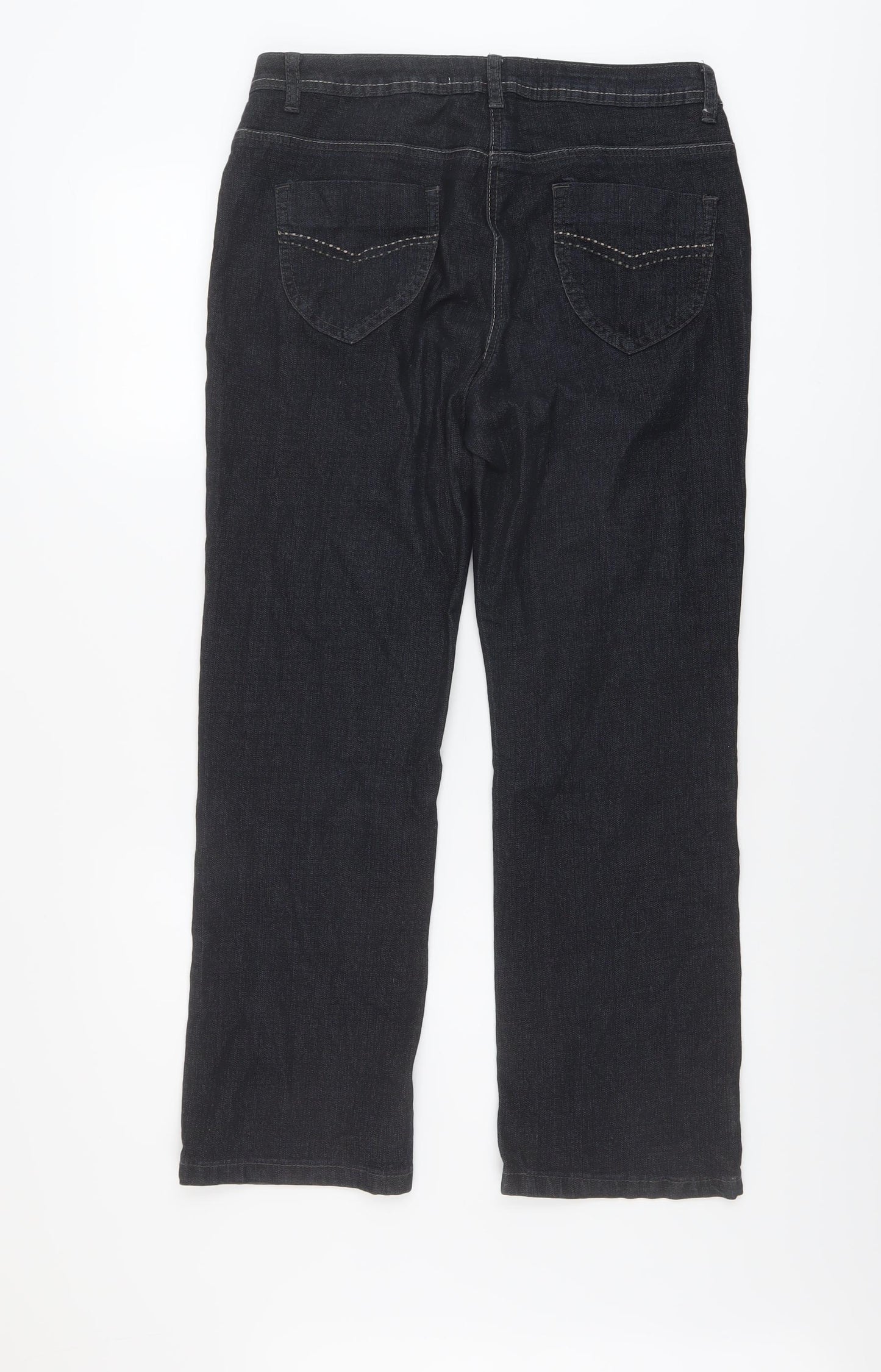 Bonmarché Womens Blue Cotton Straight Jeans Size 12 L27 in Regular Button