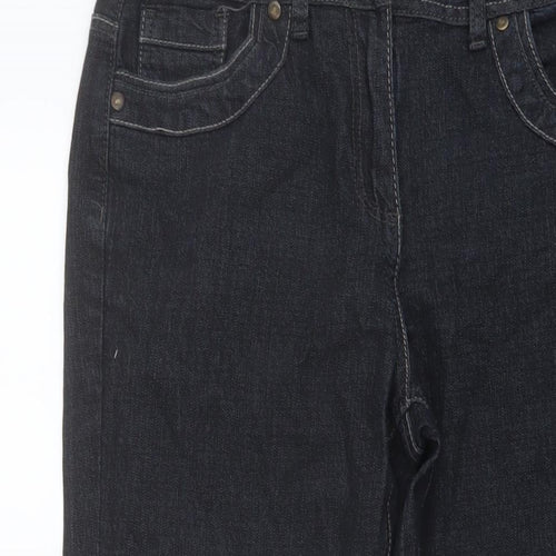 Bonmarché Womens Blue Cotton Straight Jeans Size 12 L27 in Regular Button