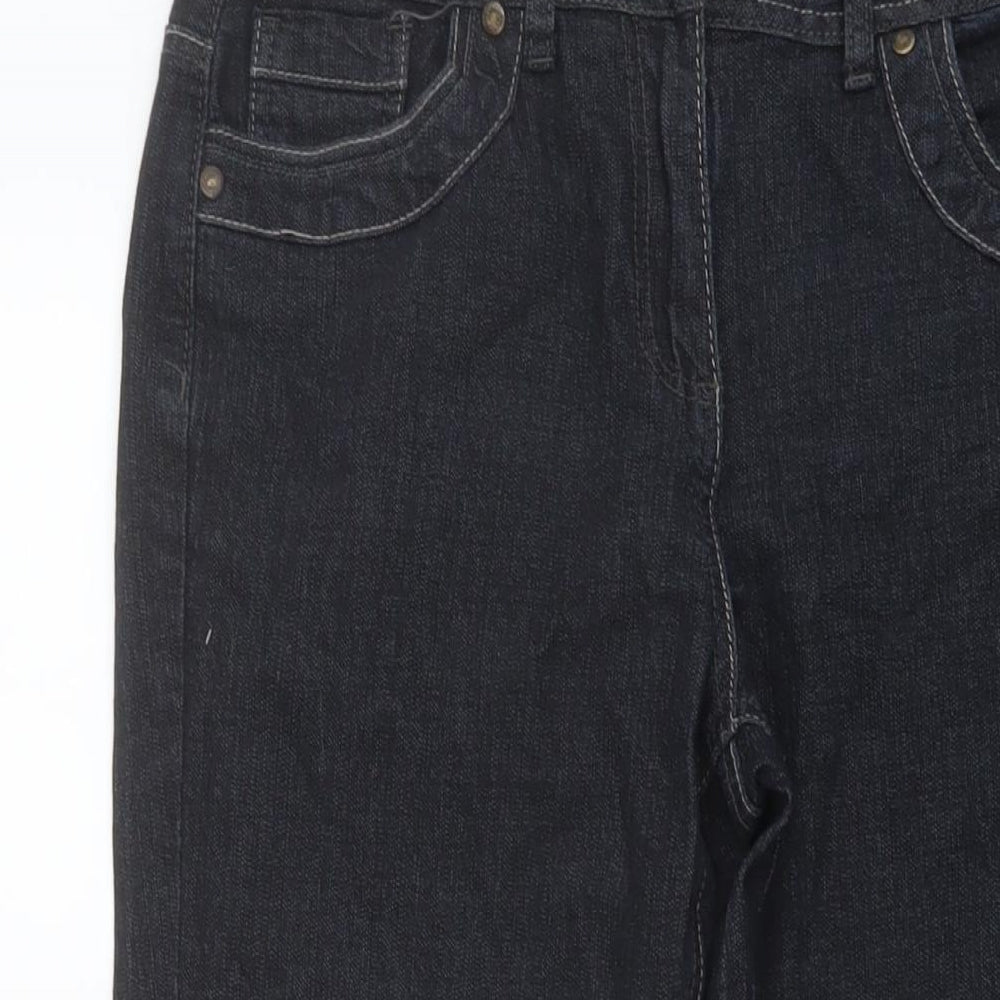 Bonmarché Womens Blue Cotton Straight Jeans Size 12 L27 in Regular Button