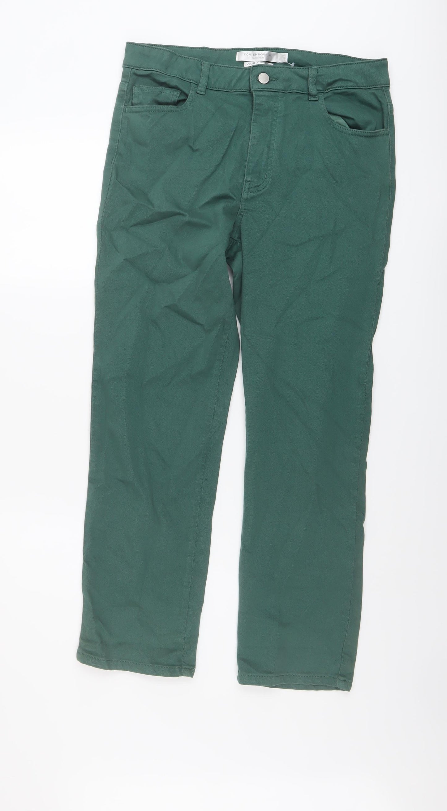 Contemporaine Womens Green Cotton Cropped Jeans Size 6 L27 in Regular Button