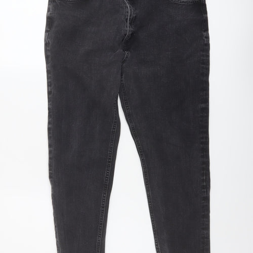 Marks and Spencer Womens Grey Cotton Cropped Jeans Size 16 L23 in Regular Button