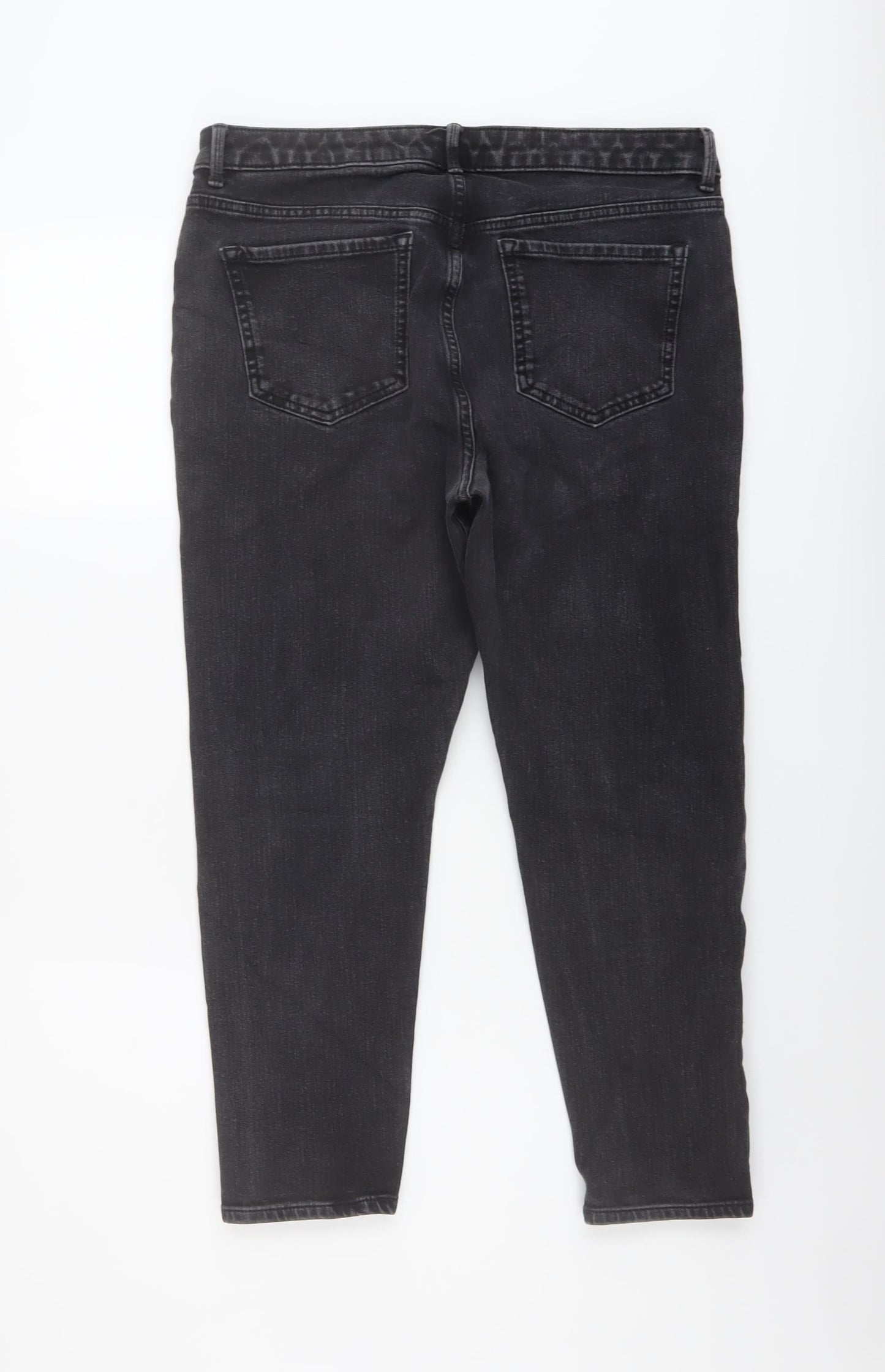 Marks and Spencer Womens Grey Cotton Cropped Jeans Size 16 L23 in Regular Button