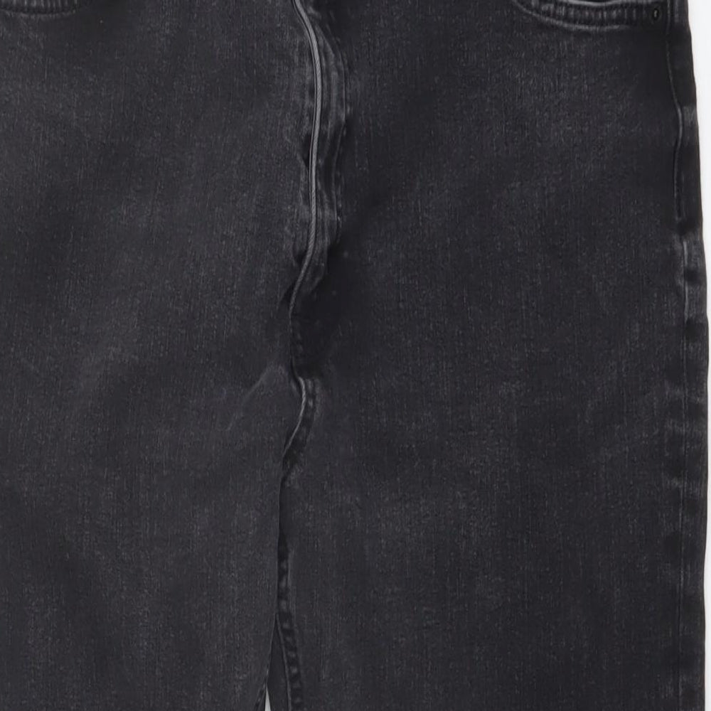 Marks and Spencer Womens Grey Cotton Cropped Jeans Size 16 L23 in Regular Button