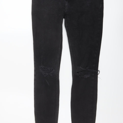New Look Womens Black Cotton Skinny Jeans Size 14 L28 in Regular Button