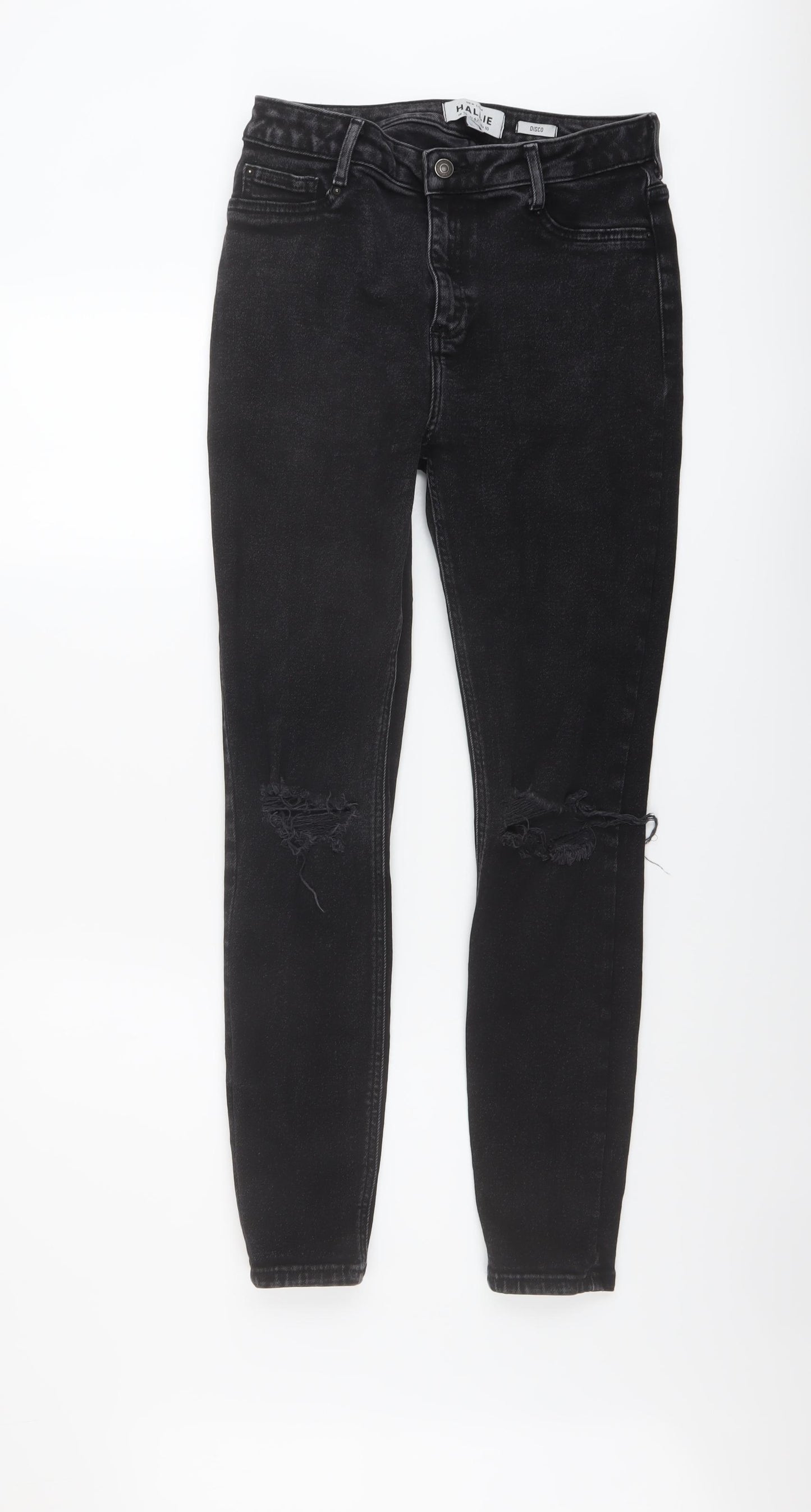New Look Womens Black Cotton Skinny Jeans Size 14 L28 in Regular Button