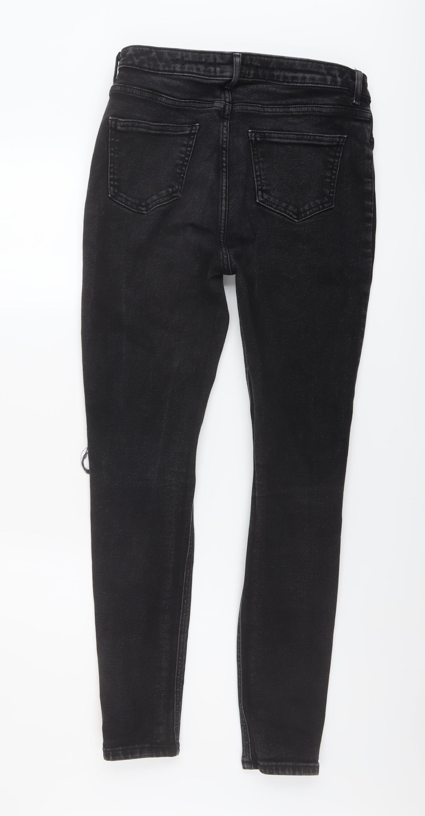 New Look Womens Black Cotton Skinny Jeans Size 14 L28 in Regular Button