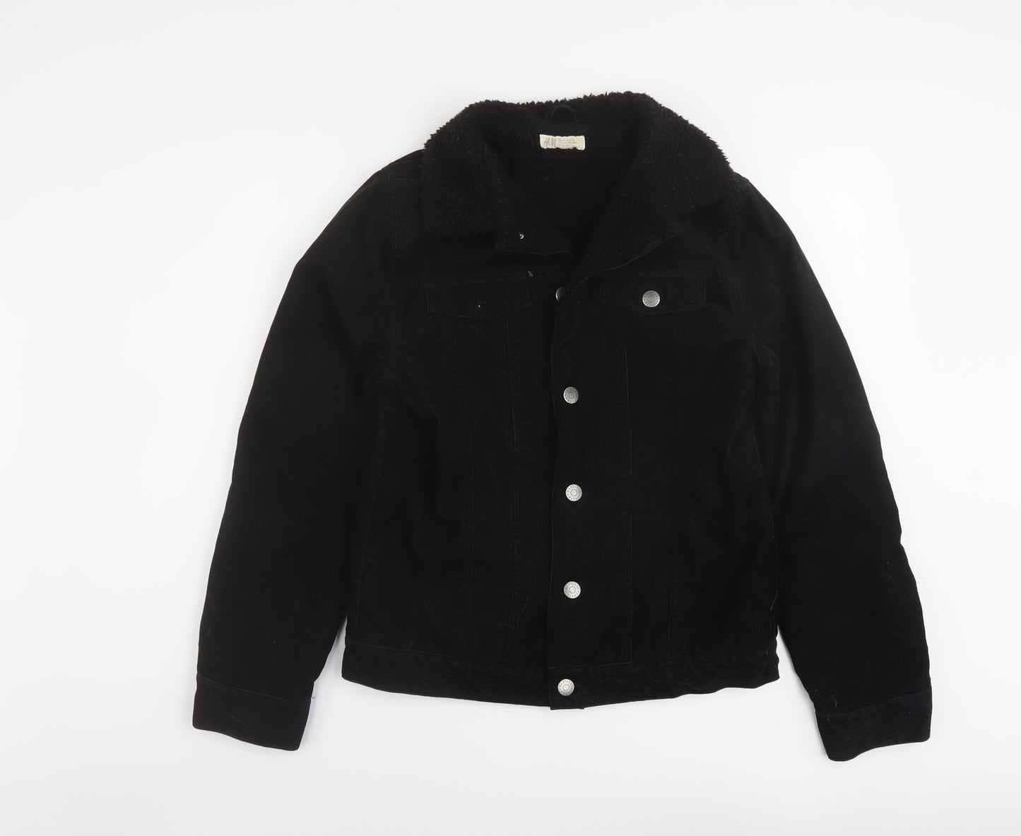 H&M Boys Black Jacket Size 13-14 Years Button