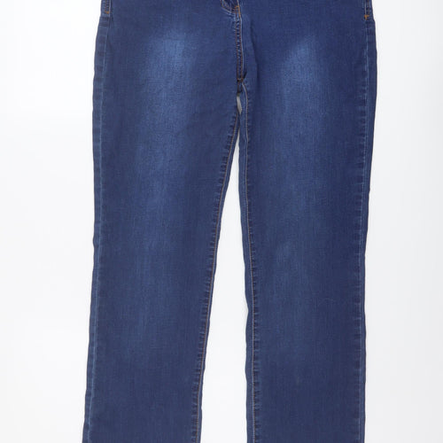 TU Womens Blue Cotton Straight Jeans Size 16 L30 in Regular Button