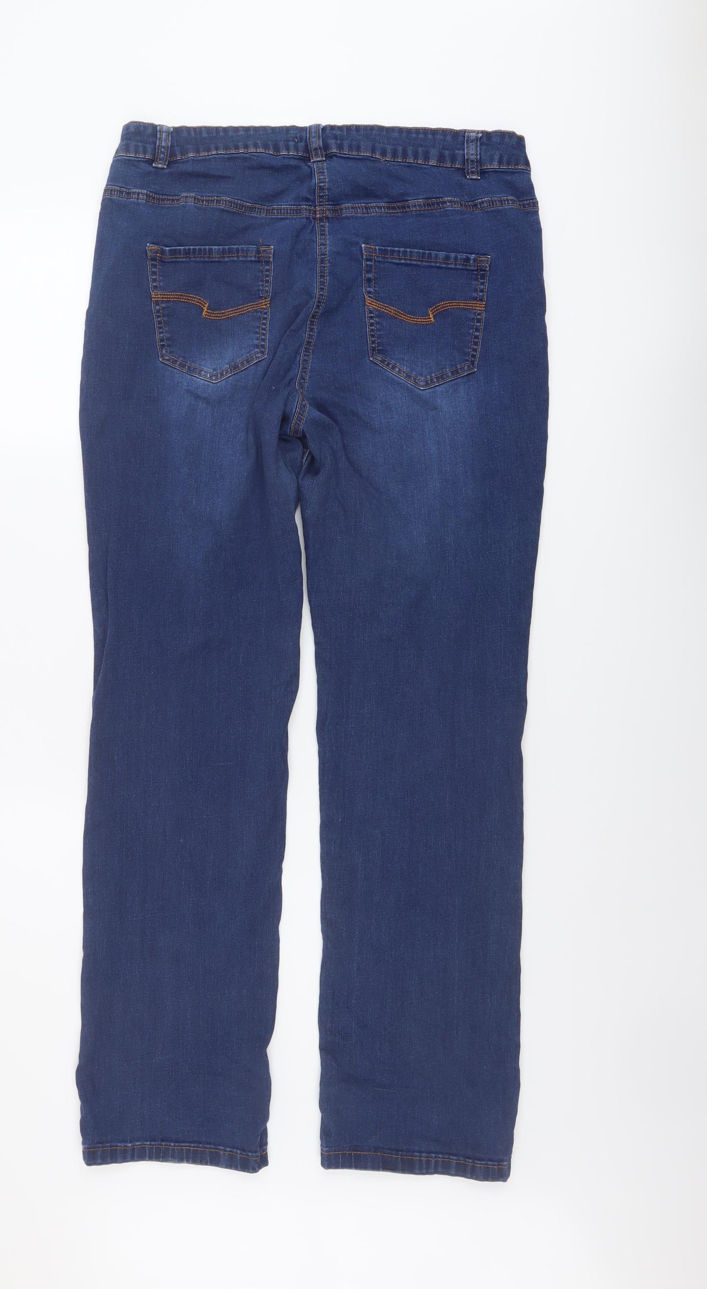 TU Womens Blue Cotton Straight Jeans Size 16 L30 in Regular Button