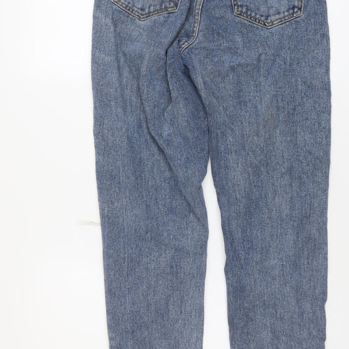 PRETTYLITTLETHING Womens Blue Cotton Mom Jeans Size 4 L30 in Regular Button