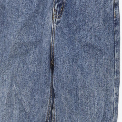 PRETTYLITTLETHING Womens Blue Cotton Mom Jeans Size 4 L30 in Regular Button
