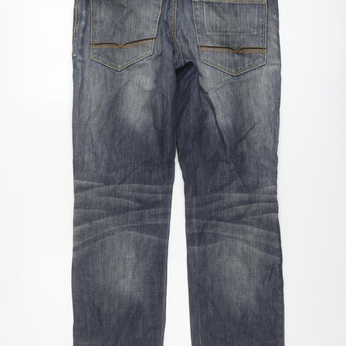 Jasper Conran Mens Blue Cotton Straight Jeans Size 32 in L29 in Regular Button