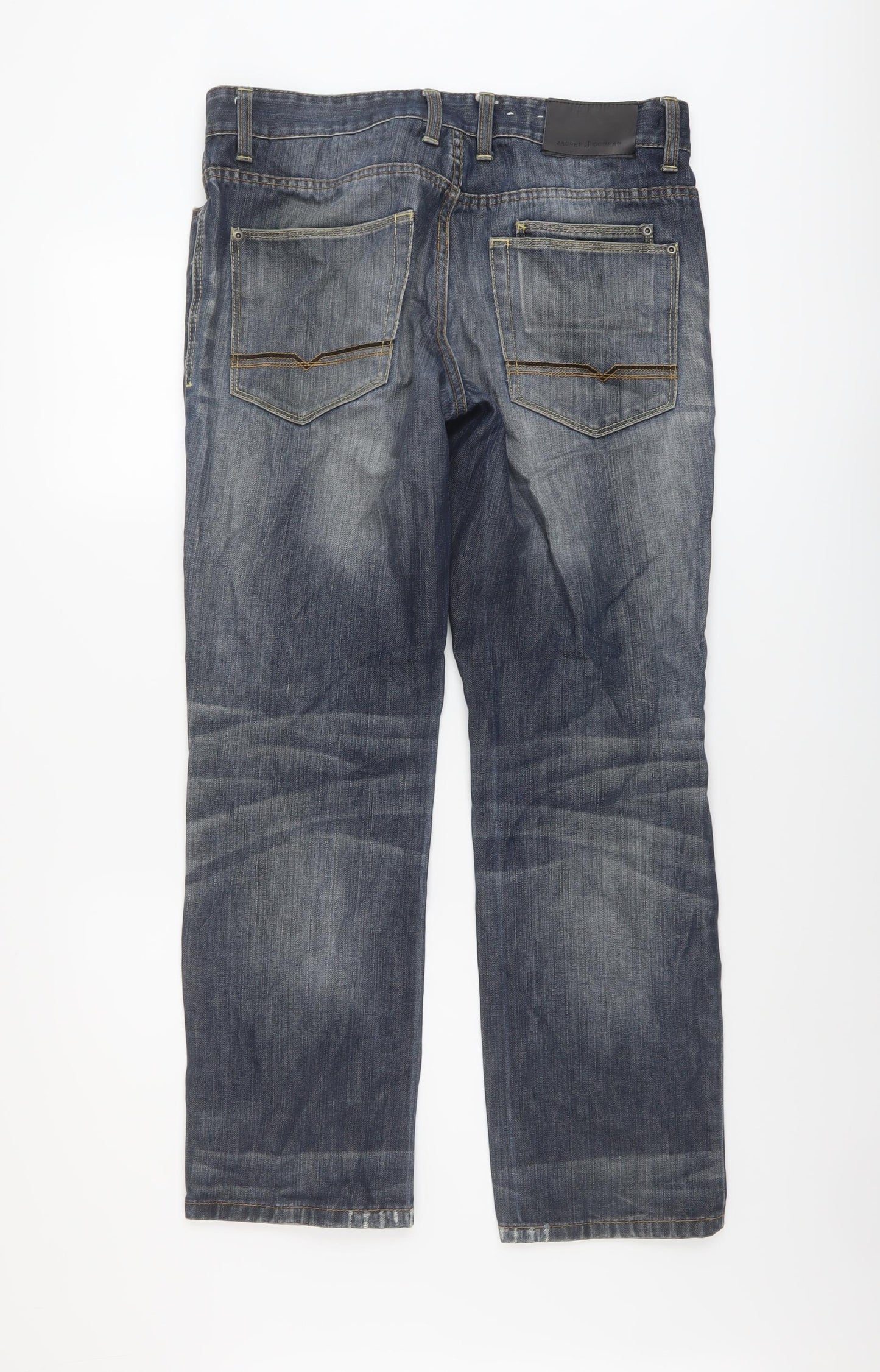 Jasper Conran Mens Blue Cotton Straight Jeans Size 32 in L29 in Regular Button