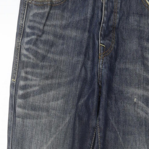 Jasper Conran Mens Blue Cotton Straight Jeans Size 32 in L29 in Regular Button