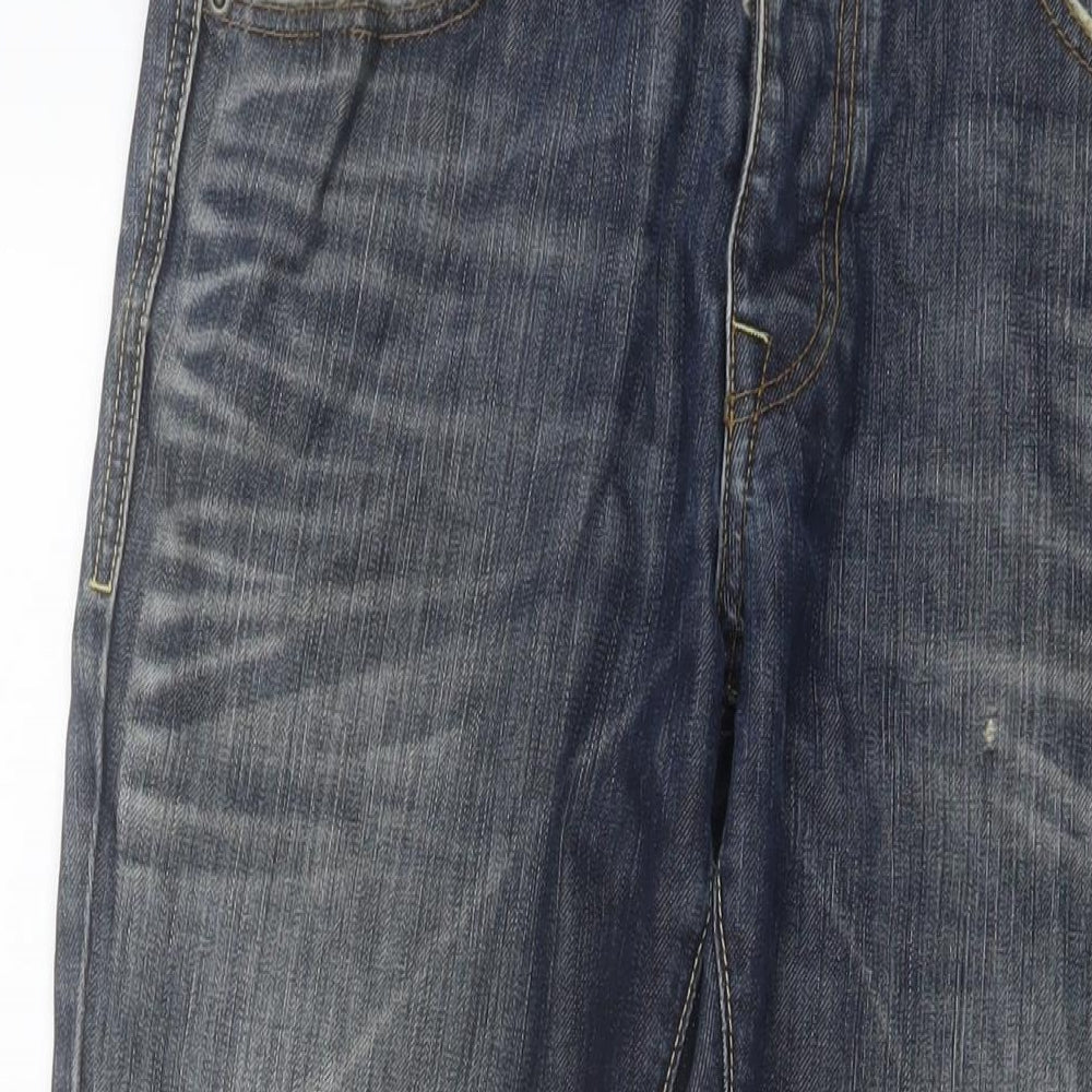 Jasper Conran Mens Blue Cotton Straight Jeans Size 32 in L29 in Regular Button